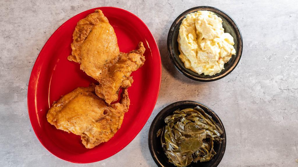 Fish Dinner · Catfish. Cornmeal breading with choice of two sides. Served with cornbread.