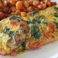 Vegetarian Omelette · Mushrooms, green peppers, onions, tomatoes, spinach