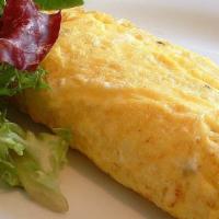 Plain Omelette · Our omelettes are served with a choice of hash browns or fruit and pancakes or toast