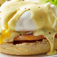 Egg Benedict · Two poached eggs, Canadian bacon on English muffin, hollandaise sauce.
