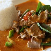 Spicy Stir-Fried · Selected meat or vegetable/tofu stir-fried with onions, green beans, bell peppers, basil lea...