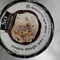 So Delicious Dairy Free Cookie Dough Frozen Dessert · Coconutmilk Cookie Dough Non-dairy frozen dessert. Certified Vegan. Certified Gluten Free.