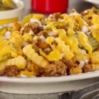 Cheeseburger Fries · Ground beef, cheese, bacon, onions.