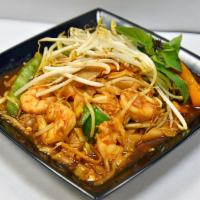 Drunken Noodles One Size · Spicy. Stir-fried wide noodle with egg, bell pepper, bamboo shoot, green onion, bean sprout,...