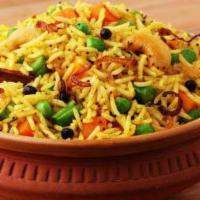 Veg Biryani · Assorted fresh vegetables cooked with basmati rice, saffron and spices.