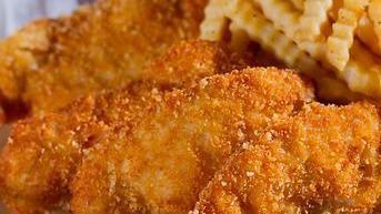 Homemade Chicken Tenders* · Hand-breaded chicken tenderloins then fried to crispy perfection. served with your favorite ...
