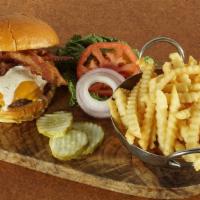 Cajun Ranch Burger* · Wisconsin aged cheddar cheese, applewood smoked bacon and Cajun ranch.