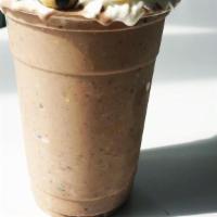 Monster Shake · chocolate and vanilla froyo, Molly's cookie dough, M&Ms, peanut butter, rolled oats
