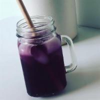 Blueberry Lavender Iced Tea · Unsweetened herbal blueberry lavender iced tea