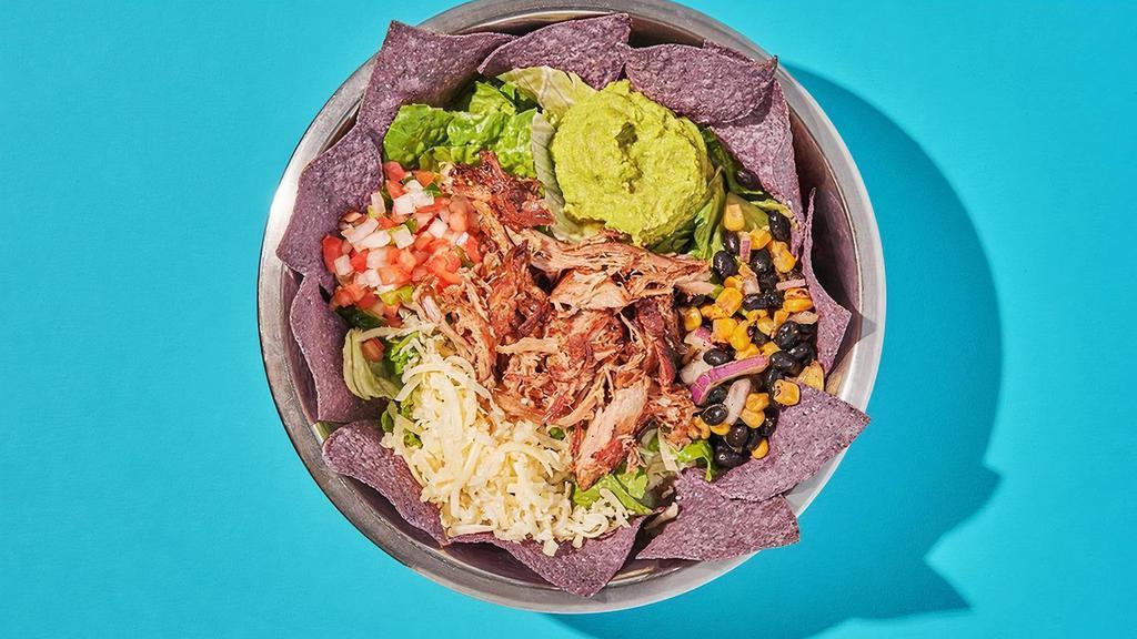 Foxy Salad · Bed of lettuce topped with your choice of protein, sour cream, pico de gallo, jack cheese, tortilla chips, and salsa roja.