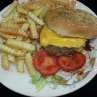 Cheeseburger · American Swiss or Cheddar, Lettuce, Tomato & Mayo
