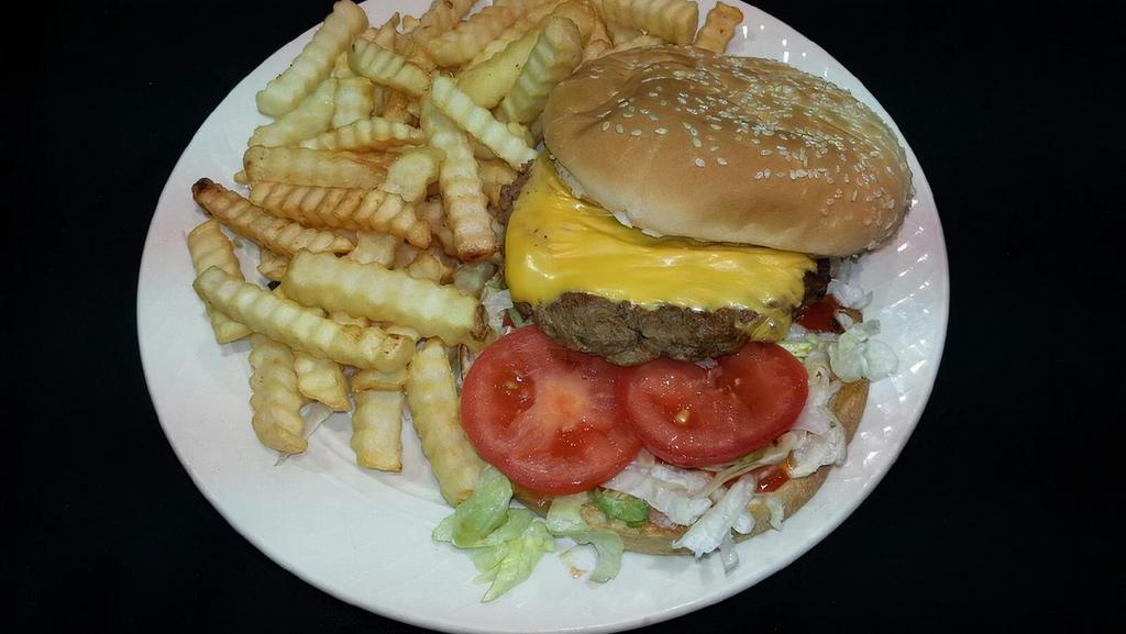 Cheeseburger · American Swiss or Cheddar, Lettuce, Tomato & Mayo