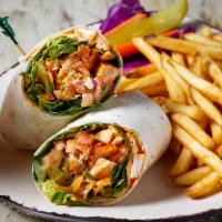 Cali Chicken Wrap · Grilled chicken, bacon, swiss, lettuce, tomato, avocado + mayo, wrapped in a flour tortilla....