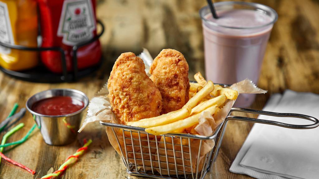 Kids Chicken Tenders · A kid sized portion of our chicken tenders with either fries or carrots and your choice of dipping sauce.. Substitute gluten free tenders for $1 more.