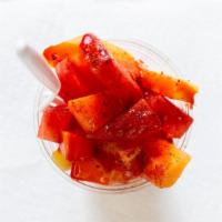 Fruit Cup · Waterman, pineapple, and cantaloupe.
Topped with chamoy and tajin