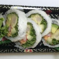 Tempura Roll · Lettuce, tempura shrimp, crab salad, avocado, and cucumber.
