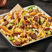 Cheeseburger Fries · Fresh-Cut Fries seasoned with salt and pepper. Loaded with . 1/2 lb smashed patty, retro sau...