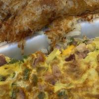 Western Omelette · Ham, green peppers, onions, and American cheese.