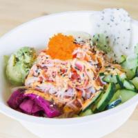 California Crunch · White Sushi Rice + Crab Stick + Avocado + Scallions + Cucumber + Carrot + Spicy Aioli + Swee...