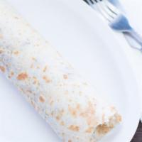 Jr Breakfast Burrito · A medium flour tortilla filled with your Choice of Meat w/ scrambled eggs, beans, lettuce, t...