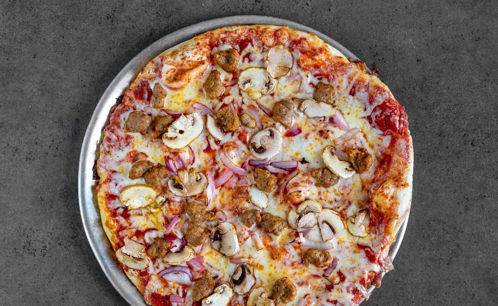 Wisconsin Smo · Regular. Topped with our 100% natural, real cheese blend with our perfectly seasoned Italian sausage with mushrooms and red onions. On Wisconsin!