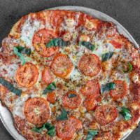 Roma Tomato Basil · Regular. Topped with our 100% natural, real cheese blend, fresh sliced Roma tomatoes, topped...