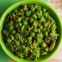 Macho Peas · Rugged mash of whole peas, parsley, mint and chili.