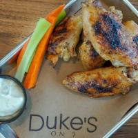 Half Order Duke'S Wings · bone-in, smoked, grilled, tossed in one of. our signature sauces. served with ranch. or bleu...