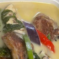 Lamb Chop Curry · Grilled lamb chop in green curry sauce accompanied with eggplant, bell pepper, and Thai basi...