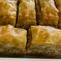 Cashew Baklava · Layered  phyllo dough, a crisp flaky dough stuffed with cashews   topped with syrup.
