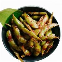 Spicy Edamame · Edamame tossed in our house-made chili-garlic sauce