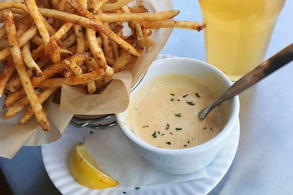 Fenway Fries · Seafood seasoning, beer cheese dipping sauce