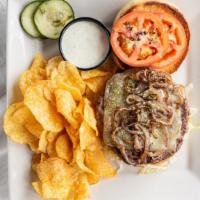 Patty Melt · Fried Onions, Swiss Cheese, American Cheese, Grilled Rye Bread