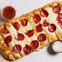 Pepperoni Cheese Bread (Pork) · Pepperoni covered with Mozzarella cheese.
Sauce included