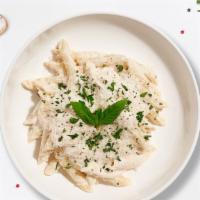 Ain'T Alfredo Dark (Penne) · (Vegetarian) Fresh penne pasta cooked in a parma rosa sauce and topped with black pepper, an...