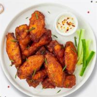 Wings Me More · Fresh chicken wings breaded and fried until golden brown. Served with a side of ranch or ble...