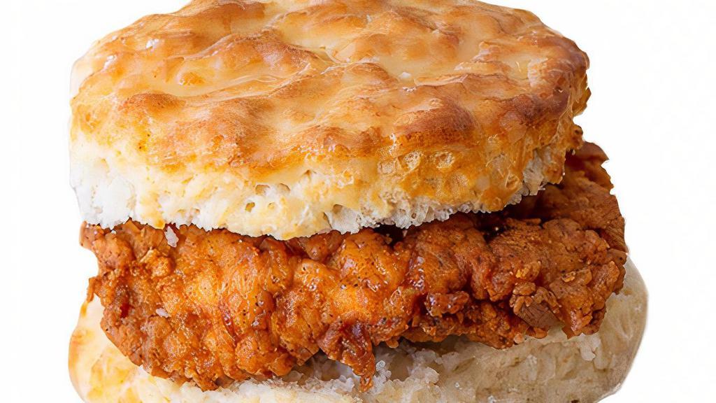 Righteous Chicken Biscuit · Our famous crispy, buttermilk-brined, tenderized, and anti-biotic free chicken breast.