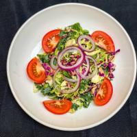 Garden Salad · Spring mix, tomatoes, red onion. Served with balsamic vinaigrette on the side.