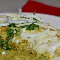 Enchiladas De Casa · Three corn tortillas with choice of fillings and salsa. Topped with cheese.