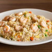 Shrimp Fried Rice · Fried rice with vegetable mix and shrimp.