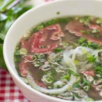 Rib Eye Steak Beef Noodles Soup (Phở Tái Bò Rib Eye) · Beef noodle soup with thinly sliced ribeye.