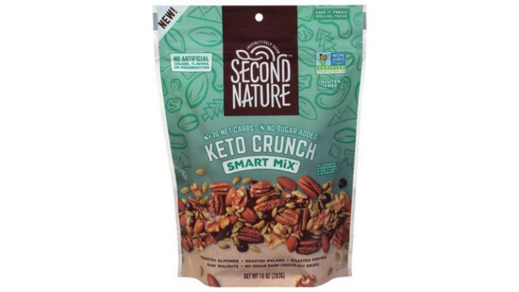Second Nature Keto Crunchy Smart Trail Mix (10 Oz) · Second Nature Keto Crunch Smart Mix is keto-friendly combination of pecans, almonds, walnuts, pepitas and no sugar added dark chocolate. This protein-rich trail mix comes in a 10 oz resealable pouch, ensuring maximum freshness.