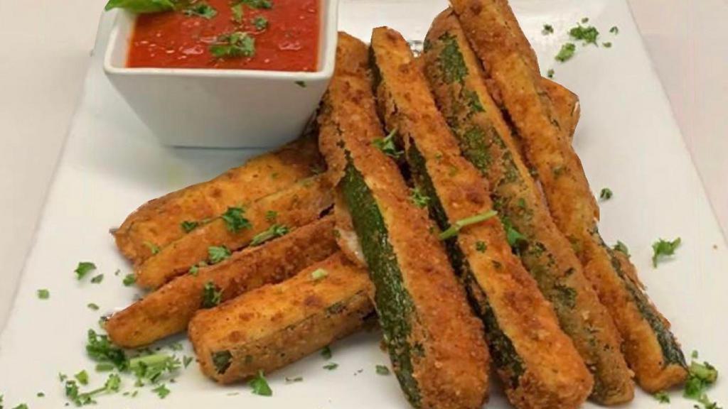 Breaded Zucchini Sticks · Made to order. Served with marinara.