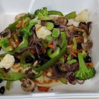 Veggie Stir Fry (On A Pita) · Sautéed with teriyaki sauce and includes: broccoli, cauliflower, carrots, mushrooms, green p...
