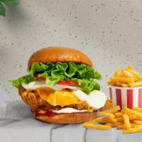 City Of Cheese Chicken Sandwich · Crispy fried chicken, cheddar cheese, mozzarella cheese, lettuce, tomato, onion, house mayo,...