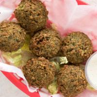 Falafel Pieces · Chickpeas and potato, ground together with a mixture of herbs and spices. Deep fried upon or...