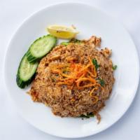 Curry Fried Rice · Gluten-Free, spicy. Fried rice with eggs, onions, tomatoes, cashews wok tossed with curry po...
