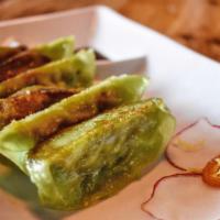 Veggie Gyoza · Gyoza made with vegetables only.