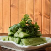 Cucumber Tataki · Cucumber seasoned with spicy cilantro sauce.