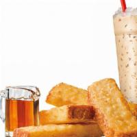 French Toast Sticks & Drink · Three's a crowd, and four is a delicious bundle of breakfast delight. At least when it comes...